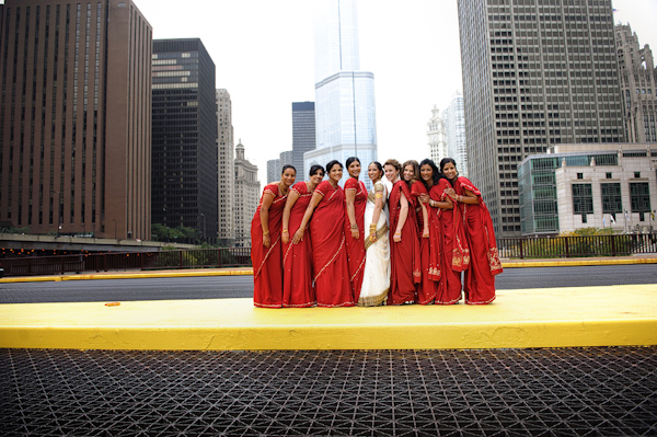Indian bridal party in downtown street - wedding photo by Kenny Nakai Photography